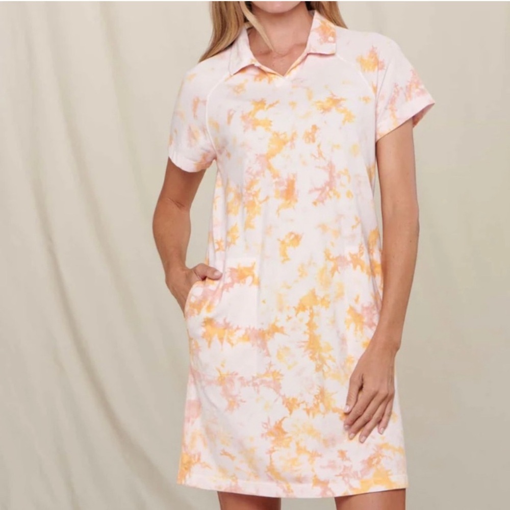 Toad&Co Yerba Rugby Short Sleeve Polo Dress Gooseberry Tie Dye NWT Size Small